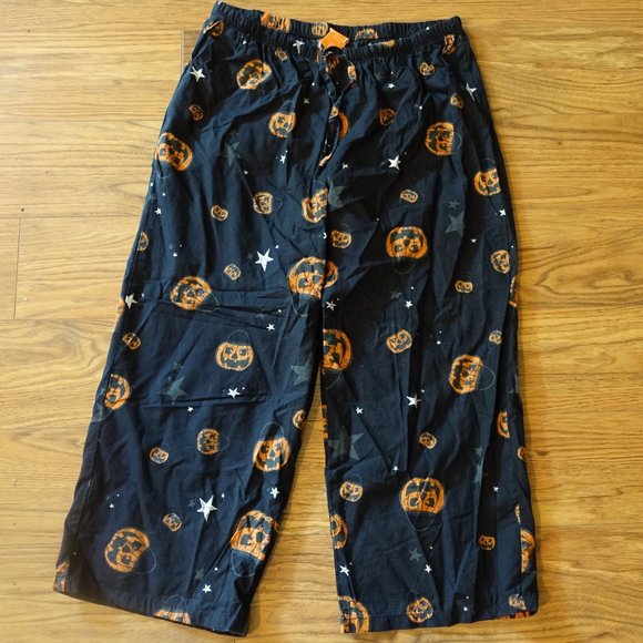 Halloween Pumpkin Cotton Lounge Pajama Crop Pants - Picture 1 of 6